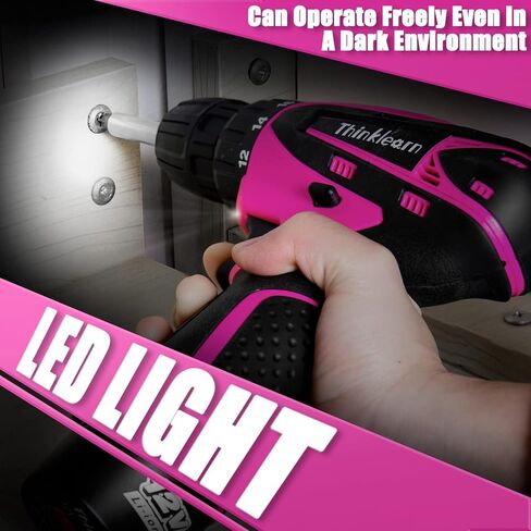 مجموعة مثقاب بينك للنساء، مجموعة ادوات يدوية وكهربائية 137 قطعة مع مثقاب لاسلكي 12 فولت، مجموعة ادوات منزلية لتصنعها بنفسك، مستلزمات الديكور والصيانة اليومية، هدية ابداعية للسيدات in Kuwait