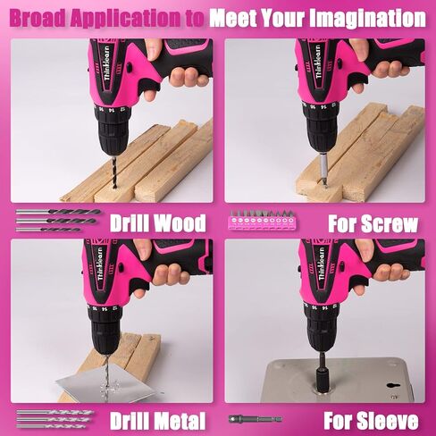 مجموعة مثقاب بينك للنساء، مجموعة ادوات يدوية وكهربائية 137 قطعة مع مثقاب لاسلكي 12 فولت، مجموعة ادوات منزلية لتصنعها بنفسك، مستلزمات الديكور والصيانة اليومية، هدية ابداعية للسيدات in Kuwait