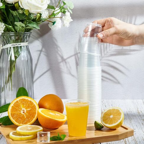 عبوة من 500 أكواب بلاستيكية شفافة سعة 9 أونصة، أكواب للشرب للاستعمال مرة واحدة، أكواب بلاستيكية للحفلات لحفلات أعياد الميلاد، والنزهات، والاحتفالات، وأي أحداث in Kuwait