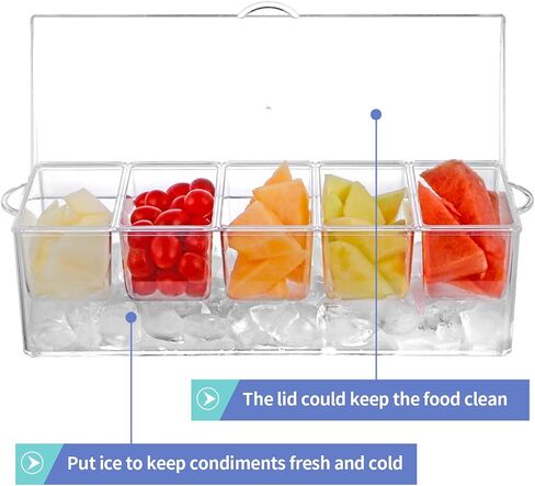 Chilled Serving Tray, Ice Party Platter with Lid, 4 Compartments Appetizer Serving Tray on Ice in Kuwait