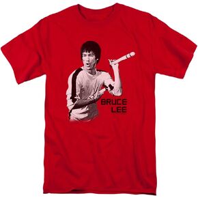 Bruce Lee Nunchucks Mens Short Sleeve Shirt RED LG in Kuwait