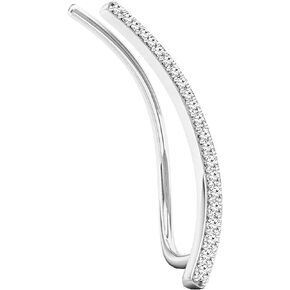 Dazzlingrock Collection Round White Diamond Small Curved Crawler Climber Cuff Earring (1Pc) (0.11 ctw, I-J Color, I2-I3 Clarity) | 925 Sterling Silver in Saudi Arabia