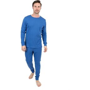 بيجامة رجالي Leveret بألوان ثابتة طقم بيجامة مكون من قطعتين 100% قطن (مقاس صغير-XX-Large)