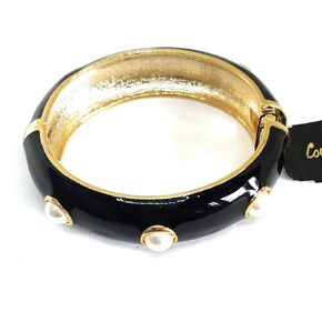 Cookie Lee Hinged Black Bangle Bracelets (D24) 88012 in Kuwait