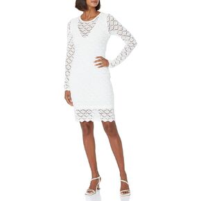 GUESS Women's Long Sleeve Gila Diamond Pointelle Dress