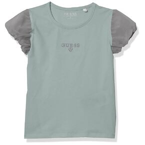 GUESS Girls' Little Organic Stretch Jersey Puff Sleeve Logo T-Shirt in Saudi Arabia