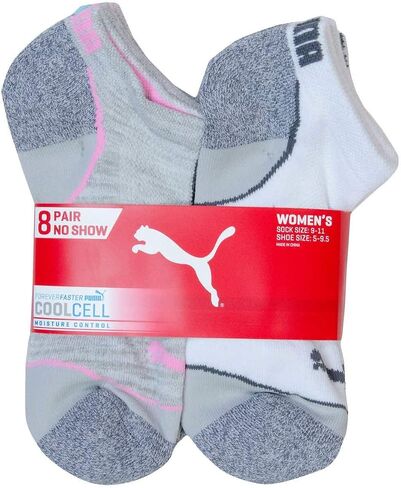 PUMA Women's 6 Pack No Show All Sport Socks (9-11, Multi) in Saudi Arabia