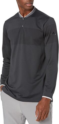 قميص بولو Adidas Golf للرجال ذو أداء رياضي قياسي Primegreen Primeknit بأكمام طويلة، كربون/أسود، L in Saudi Arabia