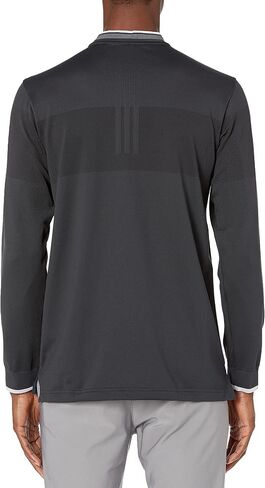 قميص بولو Adidas Golf للرجال ذو أداء رياضي قياسي Primegreen Primeknit بأكمام طويلة، كربون/أسود، L in Saudi Arabia
