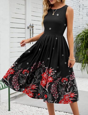 Simple Flavor Women's Vintage Dress Sleeveless O-Neck Party Cocktail Dress in Saudi Arabia