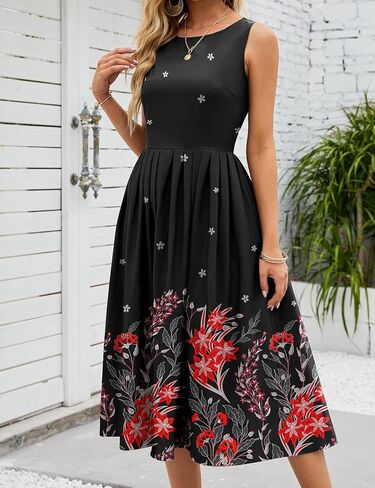 Simple Flavor Women's Vintage Dress Sleeveless O-Neck Party Cocktail Dress in Saudi Arabia