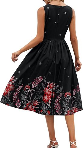 Simple Flavor Women's Vintage Dress Sleeveless O-Neck Party Cocktail Dress in Saudi Arabia