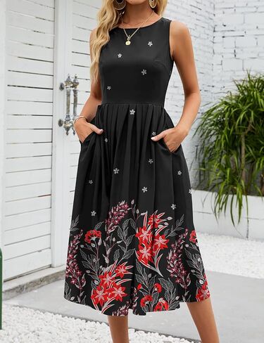 Simple Flavor Women's Vintage Dress Sleeveless O-Neck Party Cocktail Dress in Saudi Arabia