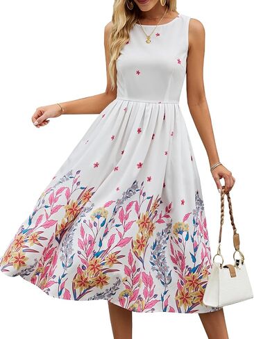 Simple Flavor Women's Vintage Dress Sleeveless O-Neck Party Cocktail Dress in Saudi Arabia
