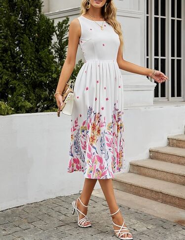 Simple Flavor Women's Vintage Dress Sleeveless O-Neck Party Cocktail Dress in Saudi Arabia