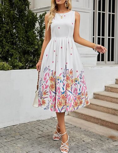 Simple Flavor Women's Vintage Dress Sleeveless O-Neck Party Cocktail Dress in Saudi Arabia