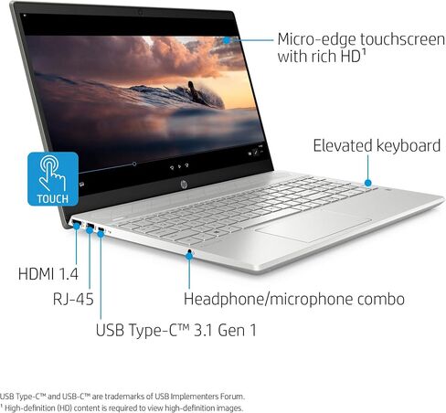 لاب توب اتش بي بافيلون 15 بوصة اتش دي شاشة لمس عالية الوضوح، الجيل 10 انتل كور i5-1035G1، ذاكرة رام 8 جيجا، محرك الاقراص الصلبة 512 جيجا، ويندوز 10 هوم (15-cs3010nr، فضي معدني) in Kuwait