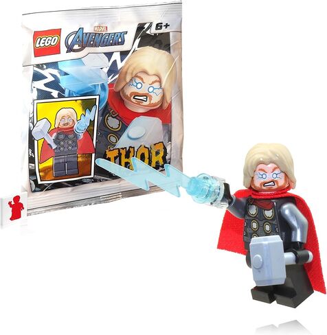 LEGO Super Heroes Avengers Minifigure - Thor with Mjolnir Hammer and Lighting Bolt ⚡️ (2020 Version) in Saudi Arabia