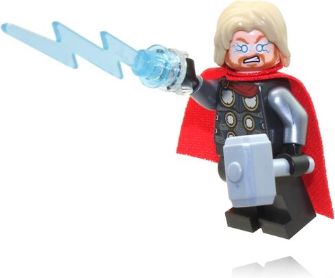 LEGO Super Heroes Avengers Minifigure - Thor with Mjolnir Hammer and Lighting Bolt ⚡️ (2020 Version) in Saudi Arabia