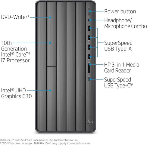 HP ENVY Desktop Computer, Intel Core i7-10700, 16 GB RAM, 1 TB Hard Drive & 512 GB SSD Storage, Windows 10 Pro (TE01-1254, 2020 Model) in Saudi Arabia