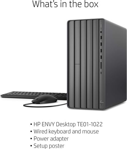 HP ENVY Desktop Computer, Intel Core i7-10700, 16 GB RAM, 1 TB Hard Drive & 512 GB SSD Storage, Windows 10 Pro (TE01-1254, 2020 Model) in Saudi Arabia