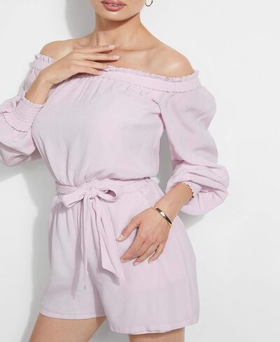 GUESS womens Mellie Long Sleeve Off Shoulder Romper in Saudi Arabia