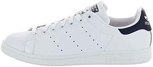 adidas Originals Men's Stan Smith Leather White/Navy Athletic Sneakers, White, Size 8.5 in Kuwait