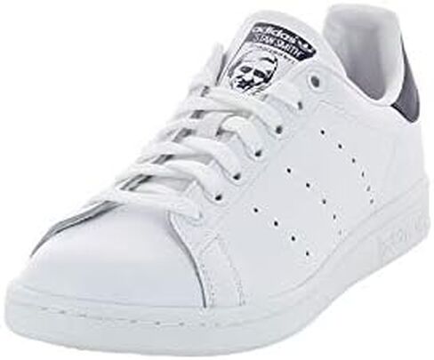 adidas Originals Men's Stan Smith Leather White/Navy Athletic Sneakers, White, Size 8.5 in Kuwait
