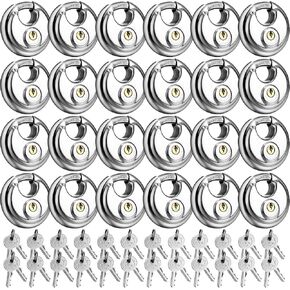 ثيروين 24 قطعة من اقفال المفاتيح مع 48 مفتاح قفل قرص من الستانلس ستيل قفل خارجي مقاوم للماء والصدا، قفل شديد التحمل مع مشبك 3/8 انش للمستودع والمراب والتخزين في الهواء الطلق in Kuwait