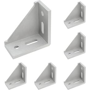 Qjaiune 6Pcs 4040 Inside Corner Bracket Gusset, Silver 4080 Aluminum Extrusion Brackets, Aluminum L Bracket Connector for 4040 Series Aluminum Extrusion Profile with Slot 8mm