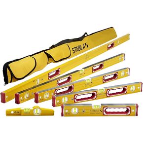 Stabila 78496 Type 196 Heavy Duty Complete 6 Level Kit - 78"/48"/32"/24"/16"/10" Die Cast Magnetic Torpedo Level Includes Nylon Carrying Case, Yellow in Saudi Arabia
