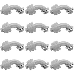 BBTO-YSJK4586212 Liquid Tight Connector 1/2 Inch Flexible Non Metallic Electrical Conduit Fitting 90 Degree PVC Fittings for Home Kitchen Bathroom Tube Tool Supplies(12 Pieces), gray in Saudi Arabia