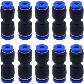 10Pcs Blue Straight Push Connectors 5/32 inch OD - 5/32 inch OD Push to Connect Fittings Kit Air Line Fittings Connect for 4mm OD Tube
