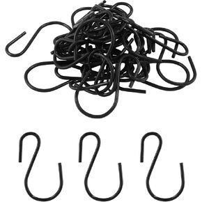 Rierdge Metal Small S Hook Black Hanging Hooks S Shaped Wire Hook Hanger Mini Ornament Storage Hooks for Hanging Jewelry Pot Plants Key Chain DIY Craft Decor, 0.98" Length, 2mm Thickness, 60 Pcs