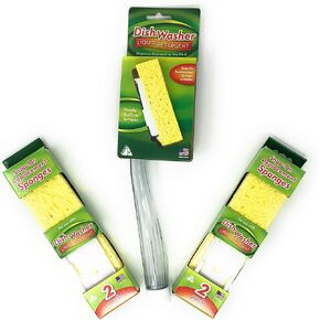 Arrow Dish Sponge With Soap Dispenser Handle and 4 Refill Sponges - Fillable Dish Wand for Quick, Convenient Cleaning - Made in the USA - Easy to Refill, Built-In Scrubber, Ideal for Dishes and Pans in Saudi Arabia