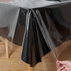 Obstal Clear Plastic Tablecloth 54 x 78 Inch, 100% Waterproof Oil-Proof Spill-Proof Vinyl PVC Table Cloth, Wipeable Rectangle Tablecloth Protector for Dining Table, Outdoor and Indoor Uses, Clear in Kuwait