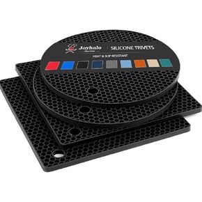 Joyhalo Trivets for Hot Dishes - Hot Pads for Kitchen, Silicone Pot Holders for Hot Pots and Pans, Silicone Mats for Kitchen Countertops, Table, Flexible Easy to Wash and Dry, Grey in Saudi Arabia