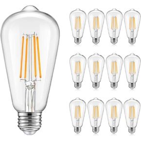 Dimmable LED Edison Bulbs 40 Watts Equivalent, 4 Watt LED Filament Bulb, 2200K Amber Light ST19 Light Bulb, 450LM E26 Vintage LED Bulbs for Light Fixtures 12 Pack