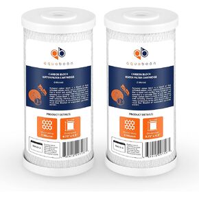 Aquaboon Universal Whole House 5 Micron 10 x 4.5 inch Cartridge | Coconut Shell Water Filter Cartridge | Activated Carbon Block CTO | Compatible with WFHDC8001, CB-10, EPM, EP 2-PACK
