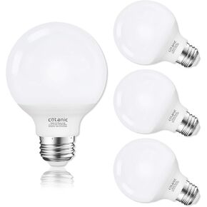 مصابيح إضاءة G25 LED Globe، لمبة إضاءة Cotanic 5W (ما يعادل 60W)، ضوء النهار 4000K، أضواء مرآة مكياج غير قابلة للتعتيم لغرفة النوم، مصابيح إضاءة الحمام LED، قاعدة لولبية متوسطة E26، 500lm، حزمة من 4