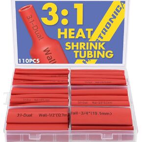 haisstronica 220pcs 3:1 Heat Shrink Tubing, Adhesive Lined Marine Grade Heat Shrink Tube - 1.75" Length 6Size Perfect for Home,Automotive,and Industrial, 1/8"-3/4" (Black/Red) in Kuwait