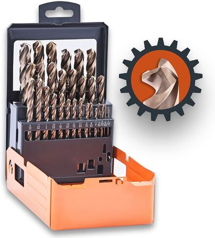 Lichamp 29PCS HSS Cobalt Drill Bits Set 1/16" to 1/2" with Three Flute for Hard Metal, Hardened Stainless Steel and Cast Iron in Saudi Arabia