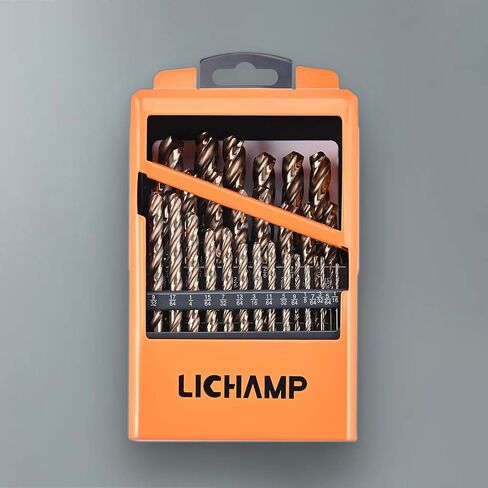 Lichamp 29PCS HSS Cobalt Drill Bits Set 1/16" to 1/2" with Three Flute for Hard Metal, Hardened Stainless Steel and Cast Iron in Saudi Arabia
