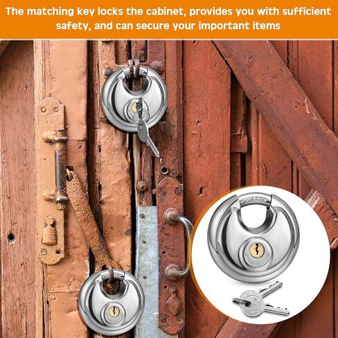 ثيروين 24 قطعة من اقفال المفاتيح مع 48 مفتاح قفل قرص من الستانلس ستيل قفل خارجي مقاوم للماء والصدا، قفل شديد التحمل مع مشبك 3/8 انش للمستودع والمراب والتخزين في الهواء الطلق in Kuwait