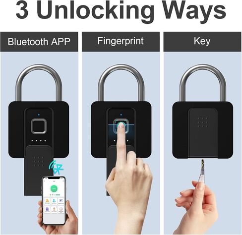 Fingerprint Lock- Dhiedas Fingerprint Padlock with Bluetooth Key, Smart Biometric Padlock Waterproof Outdoor Gate Padlock for Sheds Storage Fence Door in Kuwait