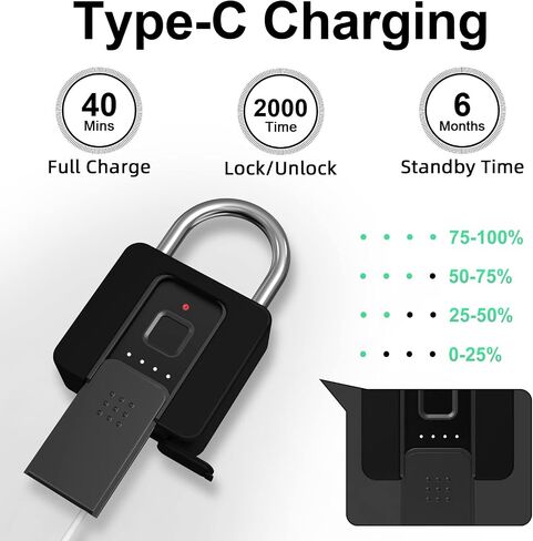 Fingerprint Lock- Dhiedas Fingerprint Padlock with Bluetooth Key, Smart Biometric Padlock Waterproof Outdoor Gate Padlock for Sheds Storage Fence Door in Kuwait