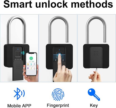 Fingerprint Lock- Dhiedas Fingerprint Padlock with Bluetooth Key, Smart Biometric Padlock Waterproof Outdoor Gate Padlock for Sheds Storage Fence Door in Kuwait