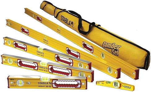 Stabila 78496 Type 196 Heavy Duty Complete 6 Level Kit - 78"/48"/32"/24"/16"/10" Die Cast Magnetic Torpedo Level Includes Nylon Carrying Case, Yellow in Saudi Arabia