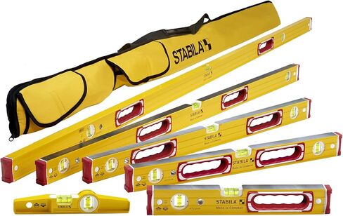 Stabila 78496 Type 196 Heavy Duty Complete 6 Level Kit - 78"/48"/32"/24"/16"/10" Die Cast Magnetic Torpedo Level Includes Nylon Carrying Case, Yellow in Saudi Arabia