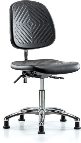 LabTech Seating LT42871 Class 100 Clean Room Polyurethane Desk Height Chair Medium Back Chrome Base, Tilt, Glides in Saudi Arabia
